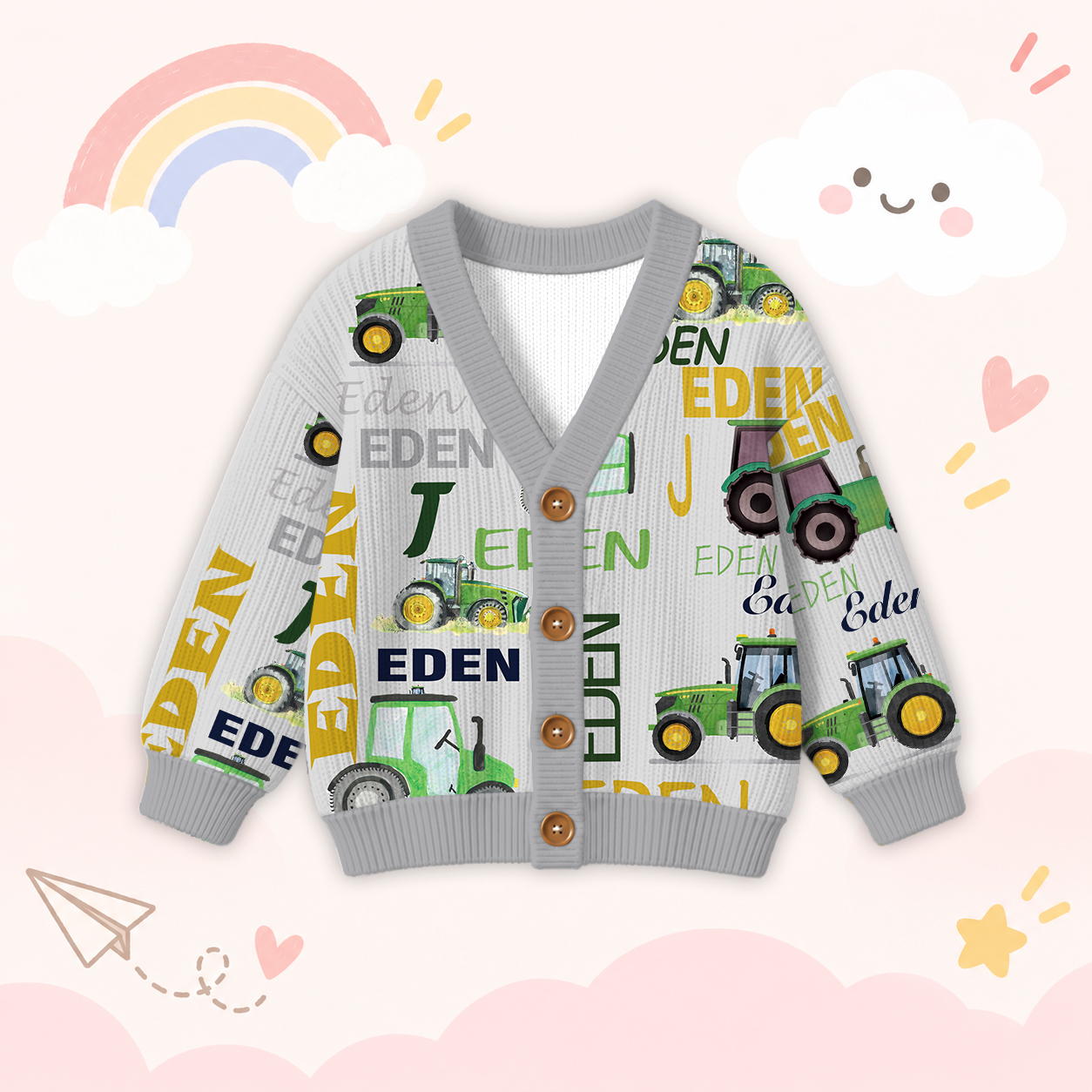 Personalized Lovely Kids Truck Knit Sweater | CWSweater05