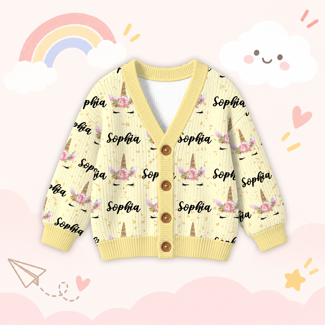 Personalized Lovely Kids Unicorn Knit Sweater | CWSweater06