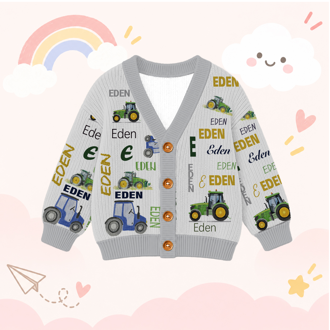 Personalized Lovely Kids Truck Knit Sweater | CWSweater05