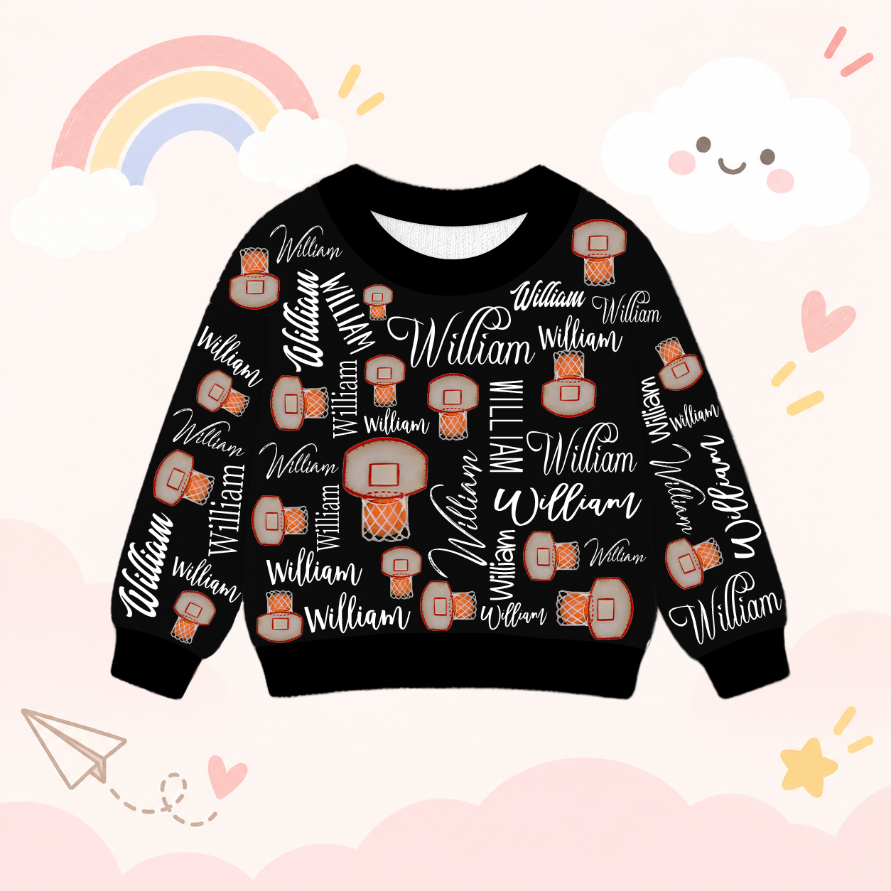 Personalized Lovely Kids Basketball Knit Sweater | CWSweater13