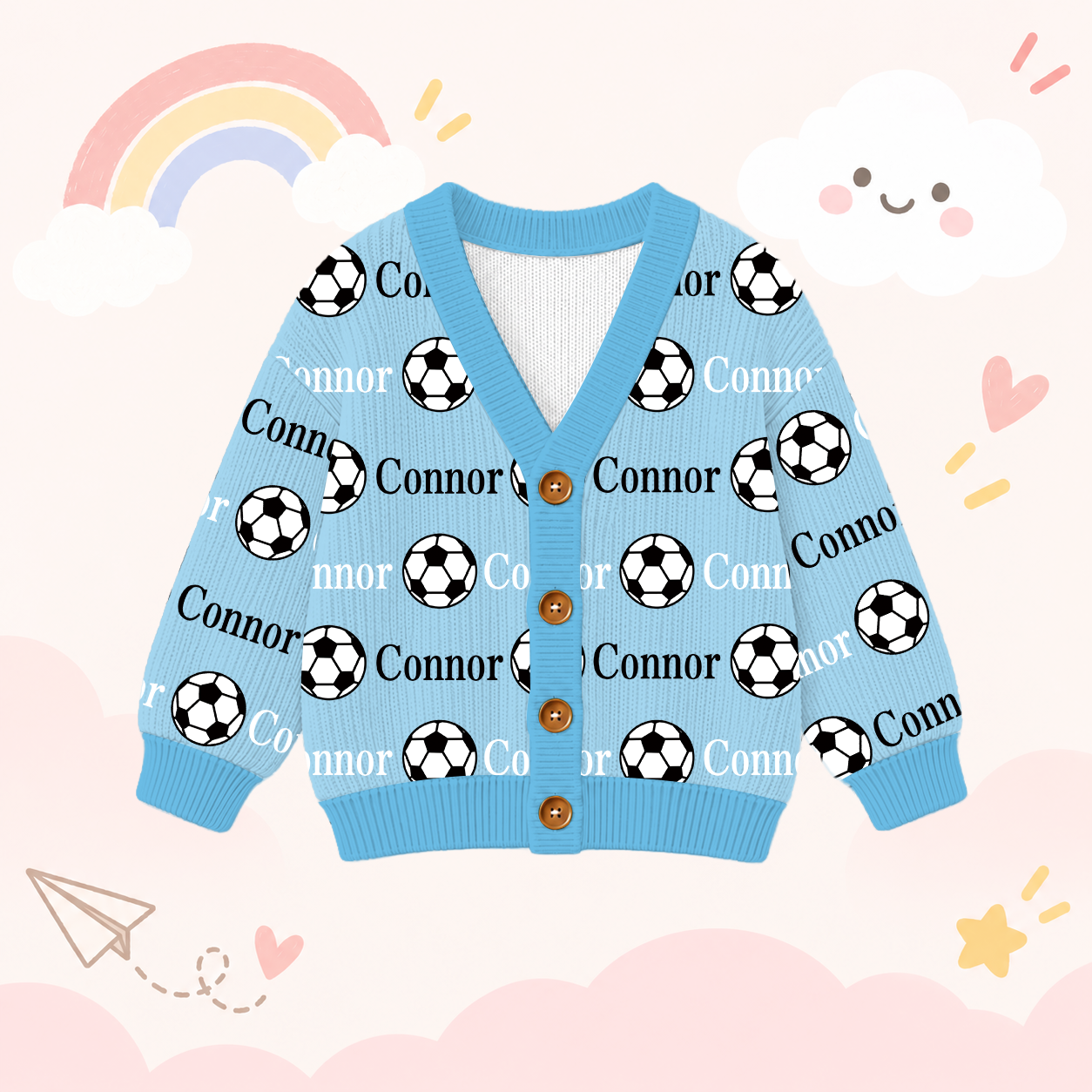 Personalized Lovely Kids Soccer Knit Sweater | CWSweater12