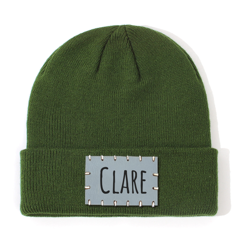 Personalized Leather Patch Beanie for Comfort & Unique | HSKid3301