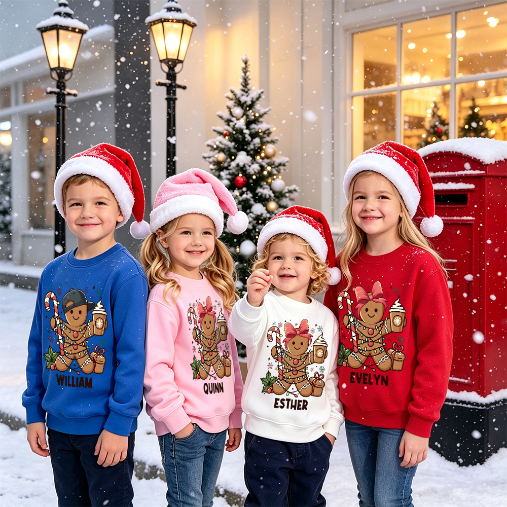 Personalized Christmas Kids Gingerbread Sweatshirt | MCGift419