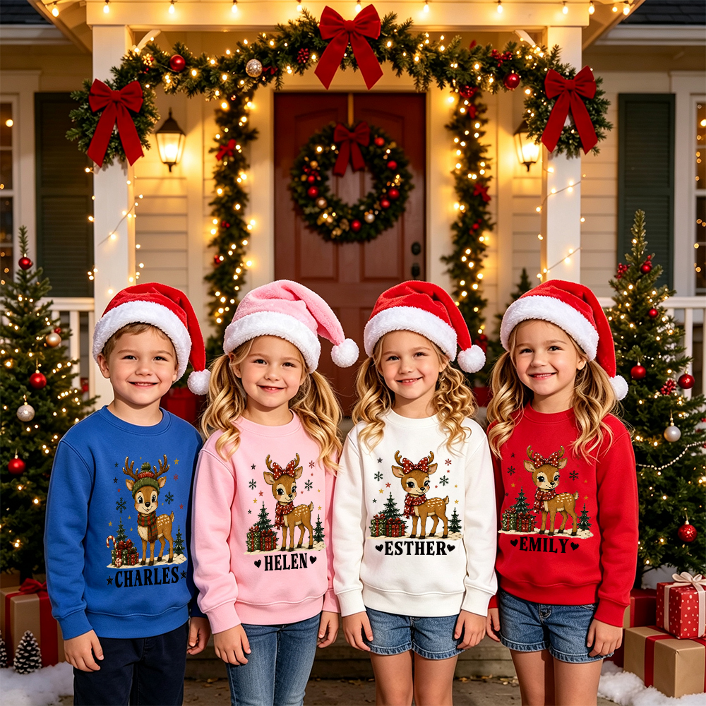 Personalized Christmas Kids Reindeer Sweatshirt | MCGift420