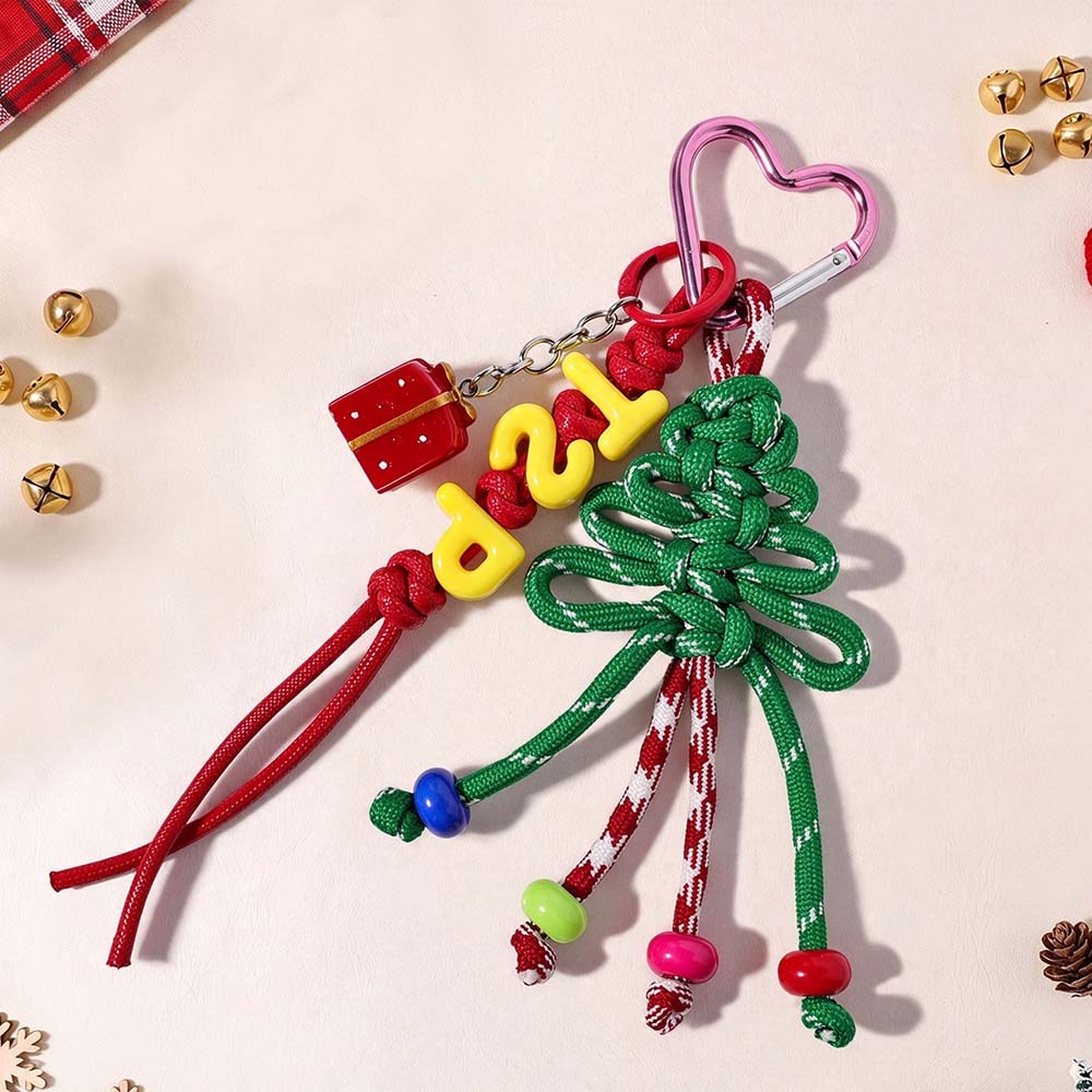 Personalized Christmas Multicolor Letter Beaded Bag Charm | CWGift110