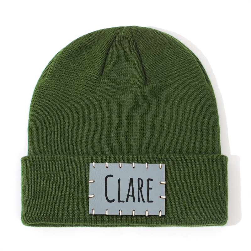 Personalized Leather Patch Beanie for Comfort & Unique | HSKid3301
