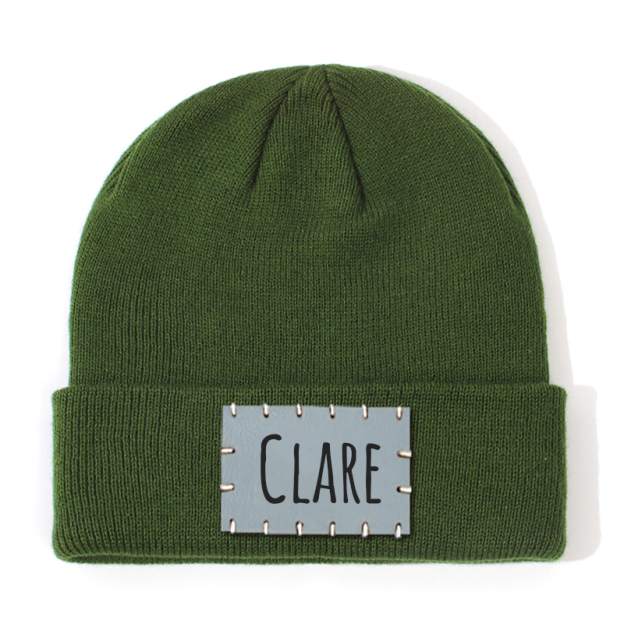 Personalized Leather Patch Beanie for Comfort & Unique | HSKid3301