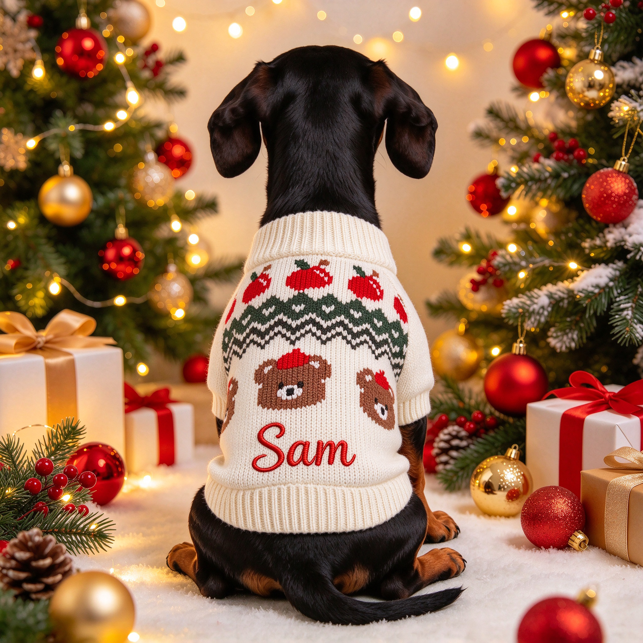 Personalized Embroidered Pets Christmas Knit Sweater | MCGift413