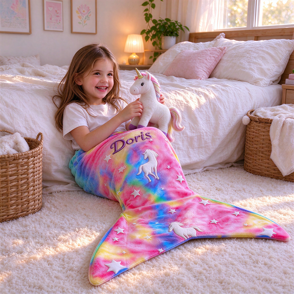 Personalized Dreamy Soft & Comfortable Mermaid Tail Blanket | CWBaby561