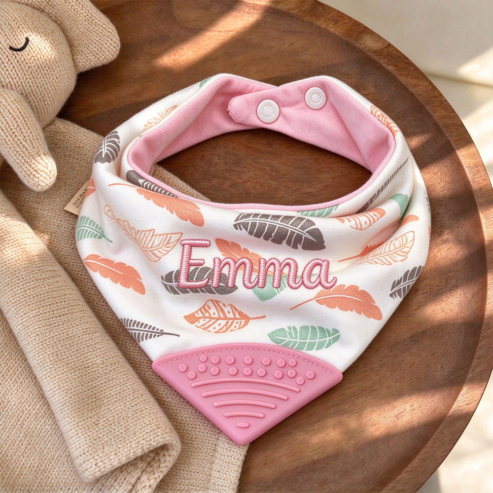 Personalized Embroidered Baby Muslin Cotton Bibs | CWBaby557