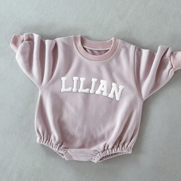 Personalized Puff Name Baby Color Sweatshirt Bodysuit | CWBaby90