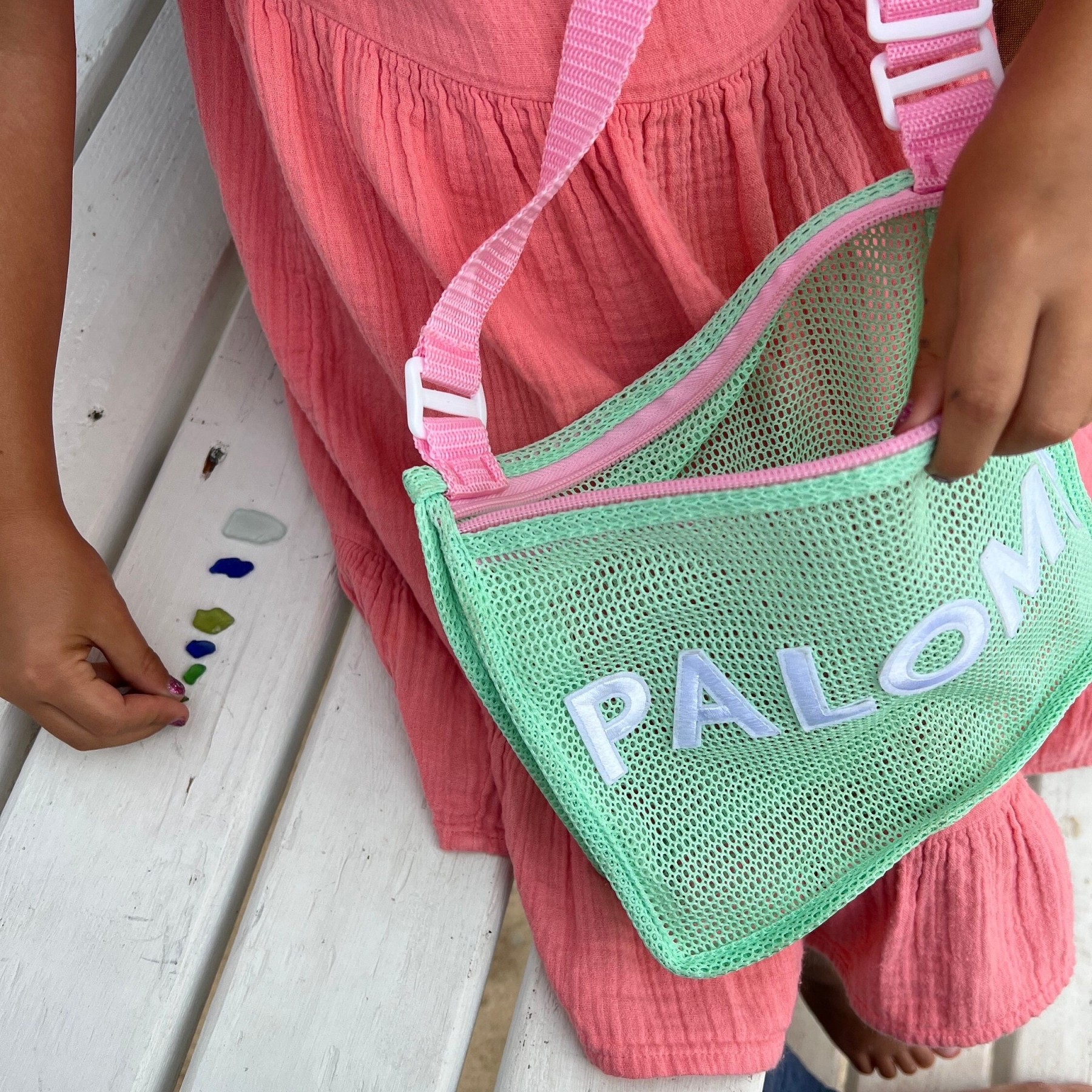 Personalized Seashell Zipper Mesh Beach Bag | CWBeach50