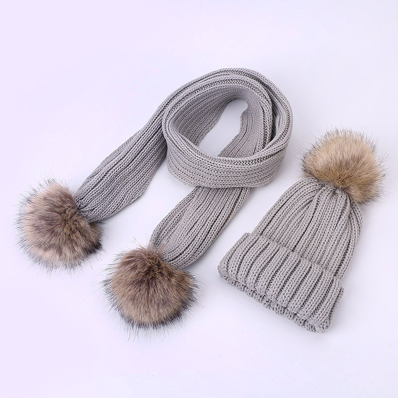 Personalized Embroidery Kid Pom Pom Hat With Scarf | HSKid48