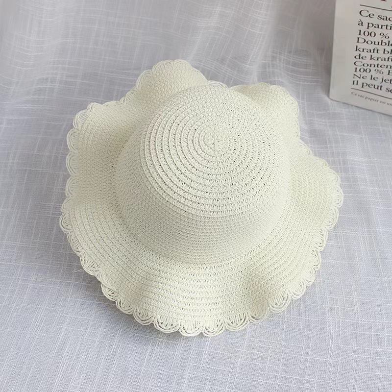 Personalized Kid Hand Embroidered Straw Hat With Flowers | CWBeach3501