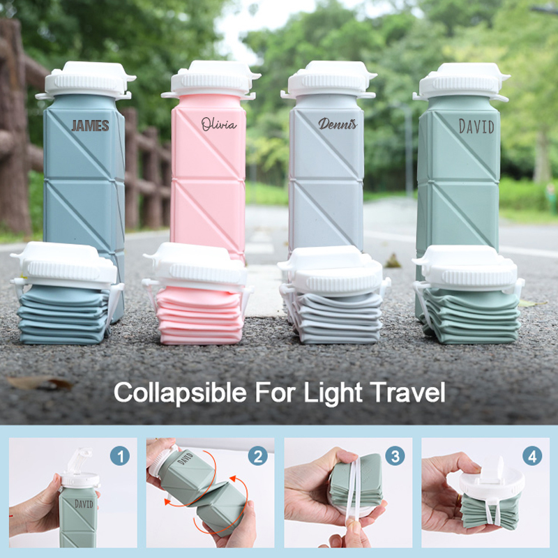Personalised BPA Free 20oz Food Grade Silicone Foldable Water Bottles | YouBottle80