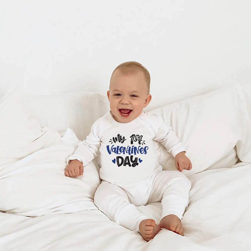 Personalized Baby First Valentine Ropmer and Hat Set | CWBaby145