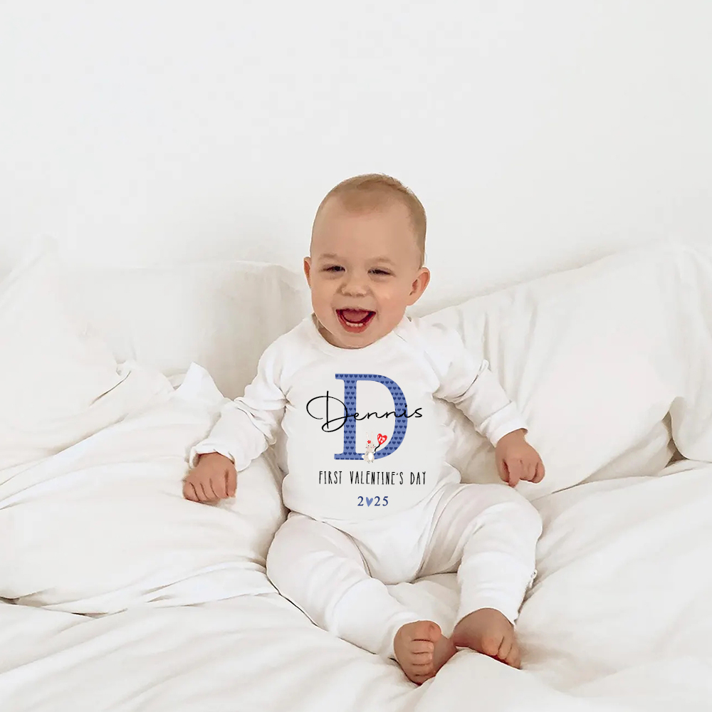 Personalized Baby First Valentine Ropmer and Hat Set | CWBaby147