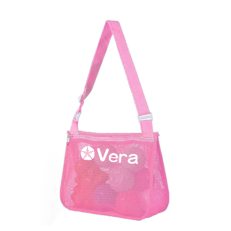Personalized Seashell Zipper Mesh Beach Bag | CWBeach01