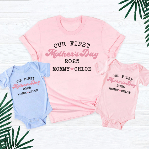 Personalized First Mother's Day Mommy and Baby Outfit | CWFamily30