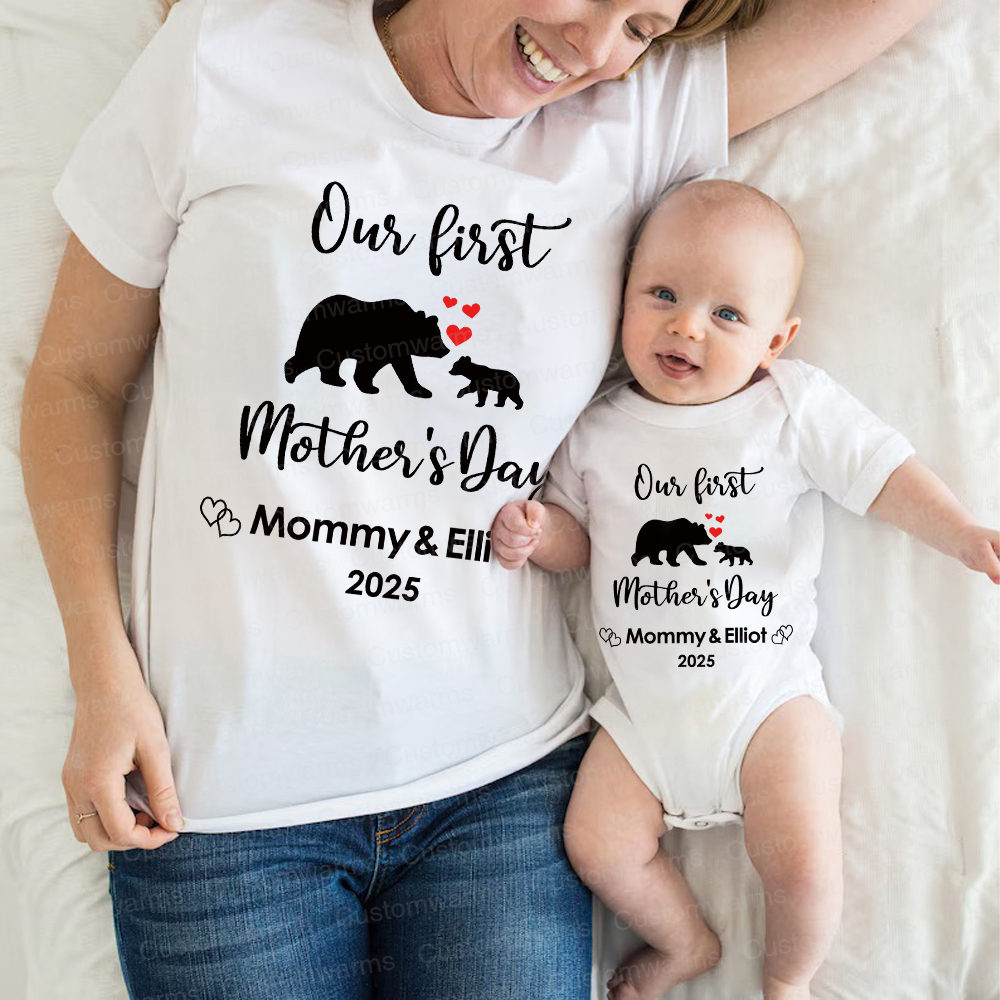 Personalized First Mother's Day Mommy and Baby Outfit | CWFamily19