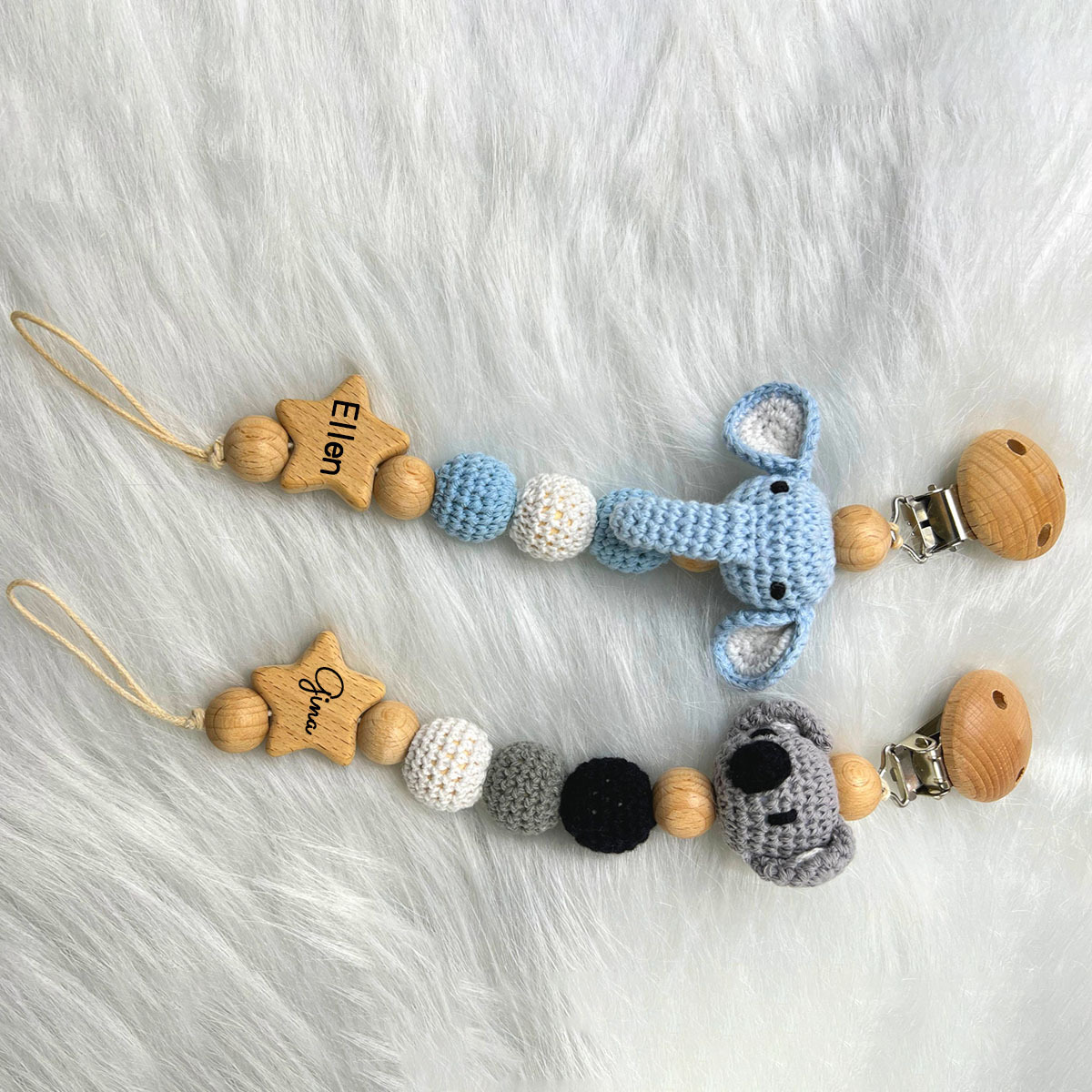 Personalized Baby Pacifier Crochet Animals Clip | CWBaby42