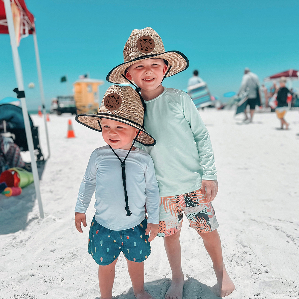 Personalized Summer Leather Patch Straw Hat for Comfort & Unique | CWBeach80