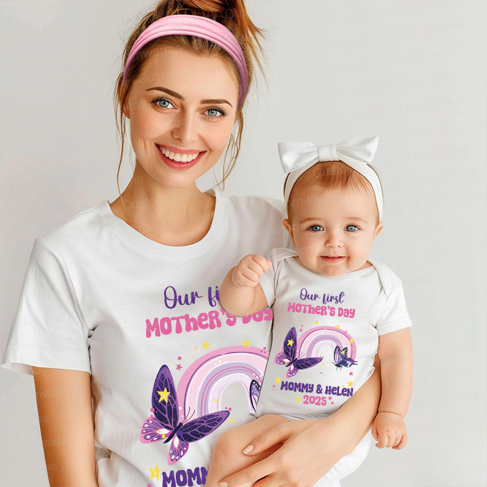 Personalized First Mother's Day Mommy and Baby Outfit | CWFamily38
