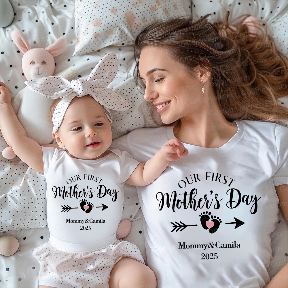 Personalized First Mother's Day Mommy and Baby Outfit | CWFamily23