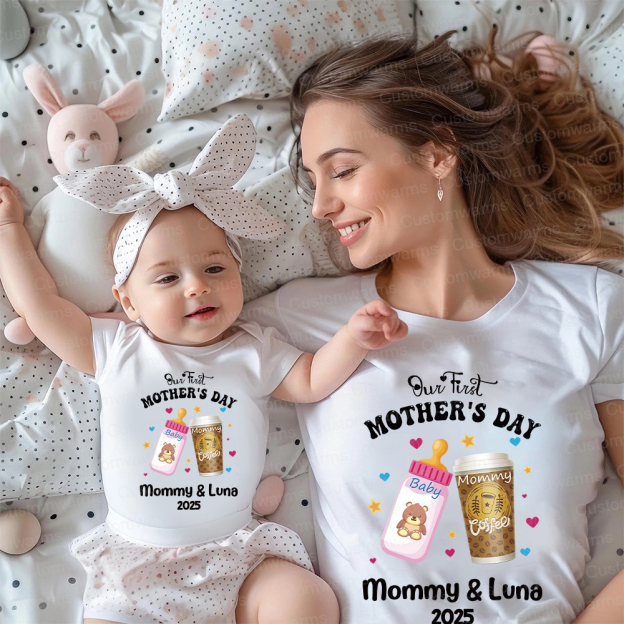 Personalized First Mother's Day Mommy and Baby Outfit | CWFamily25