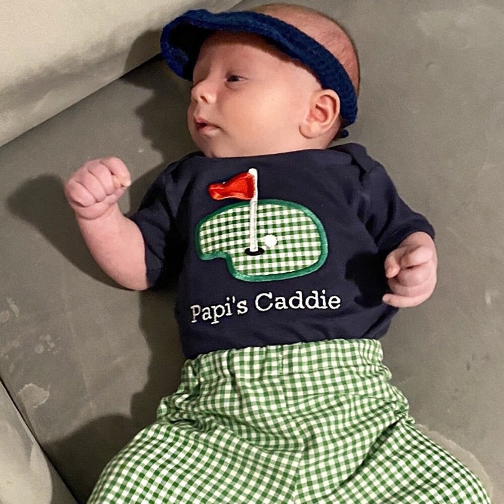 Personalized Baby Monogrammed Golf Applique Romper and Shorts Set | CWBaby209