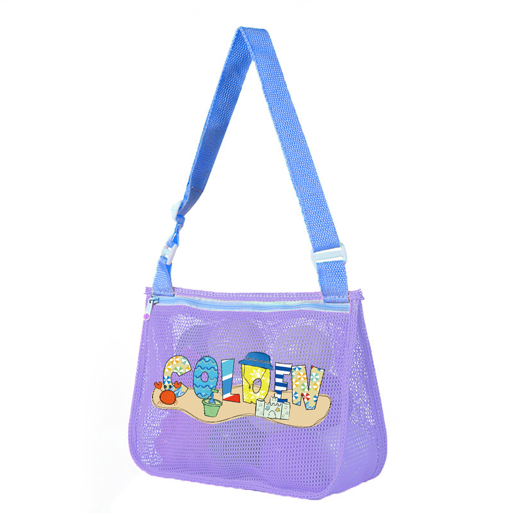 Personalized Seashell Zipper Mesh Beach Bag | CWBeach189