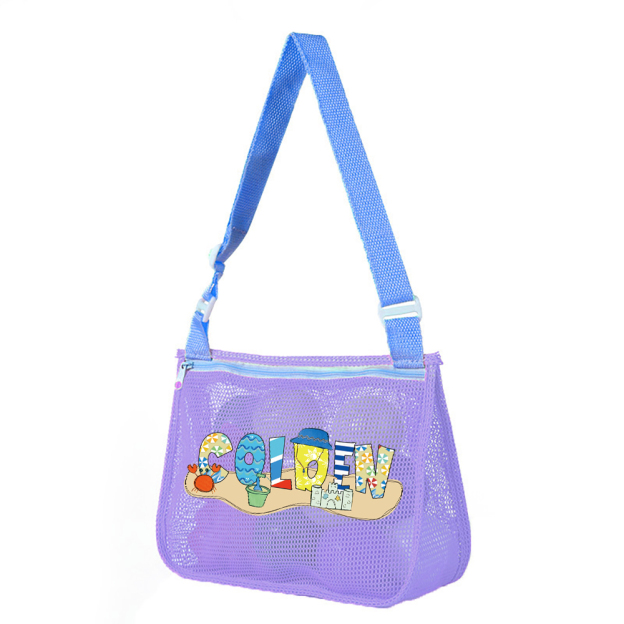 Personalized Seashell Zipper Mesh Beach Bag | CWBeach189