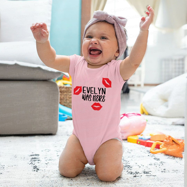 Personalized Baby I Was Here Kisses Romper | CWBaby215