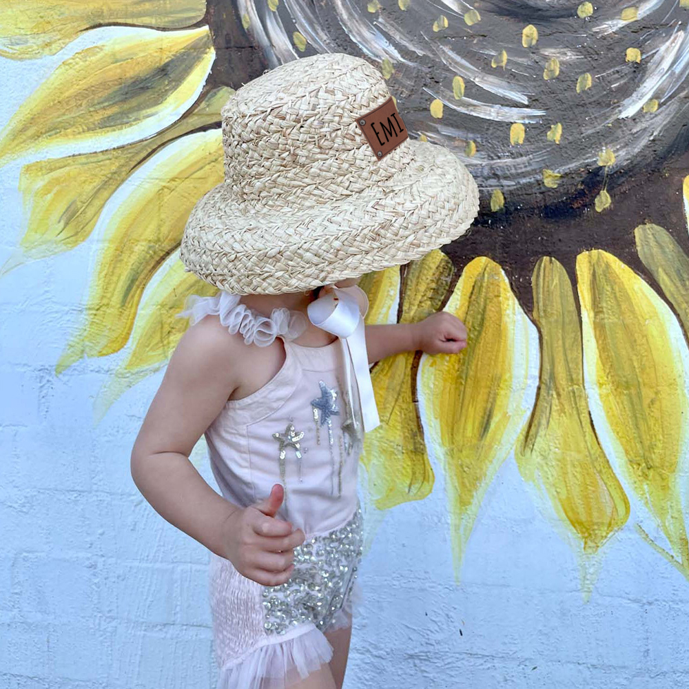 Personalized Summer Leather Patch Straw Hat for Comfort & Unique | CWBeach85