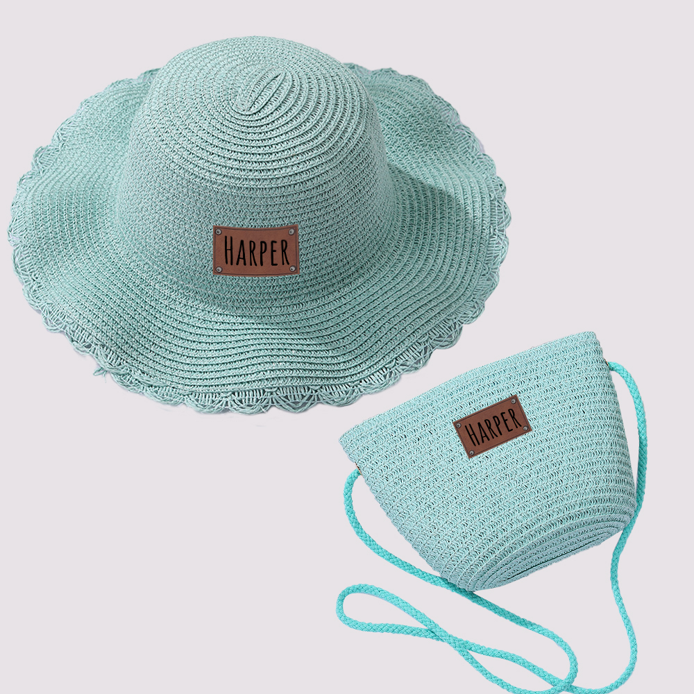 Personalized Lovely Straw Bucket Beach Hats with Matching Purse for Comfort & Unique | CWBeach87