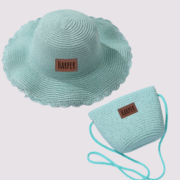 Personalized Lovely Straw Bucket Beach Hats with Matching Purse for Comfort & Unique | CWBeach87
