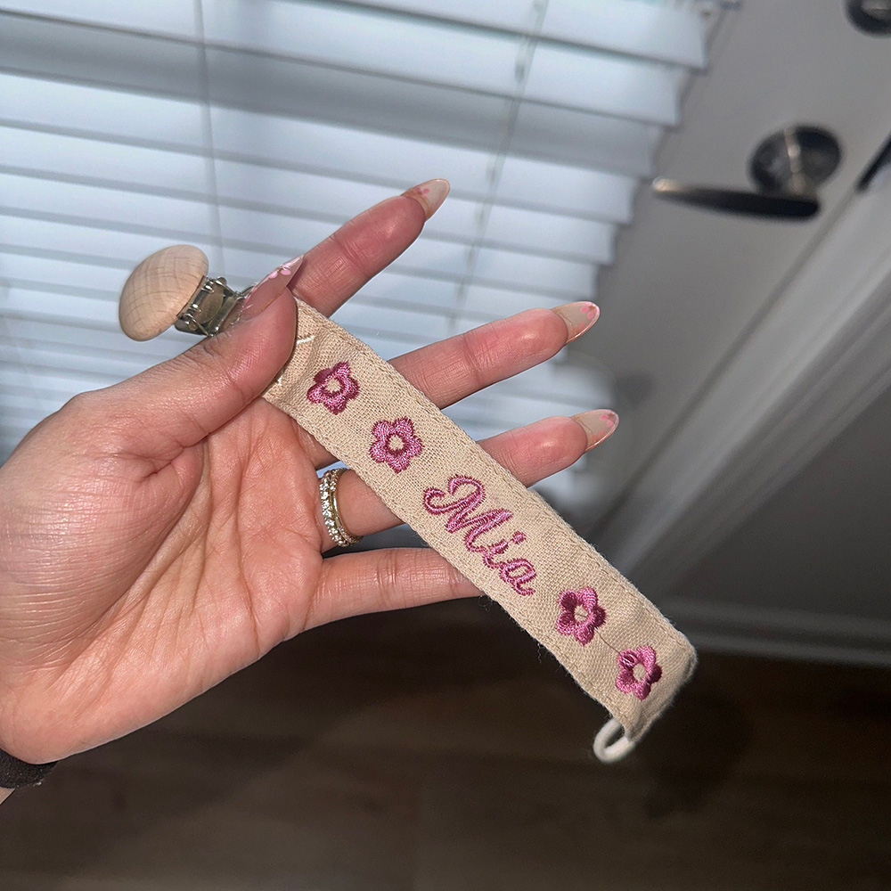 Personalized Baby Embroidered Pacifier Strap with Name | CWToy129