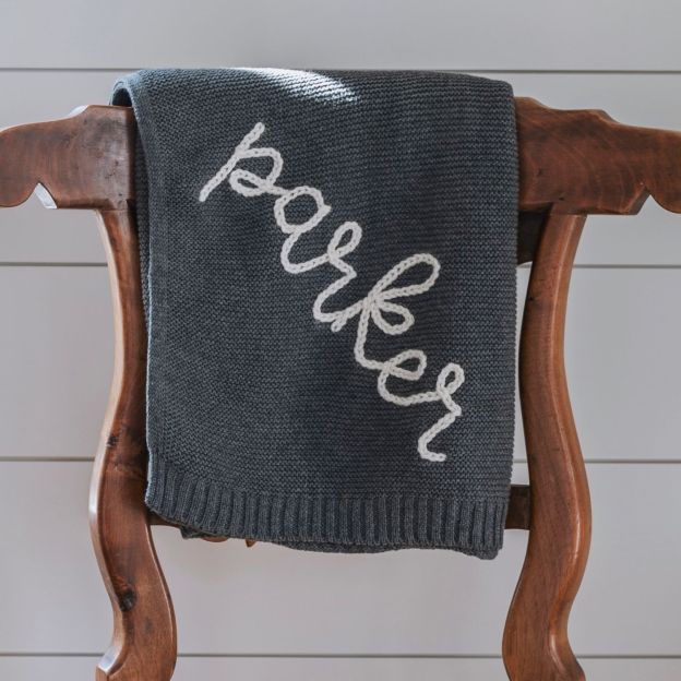 Personalized Hand Embroidered Knit Baby Blanket for Unique Gift | CWBaby52