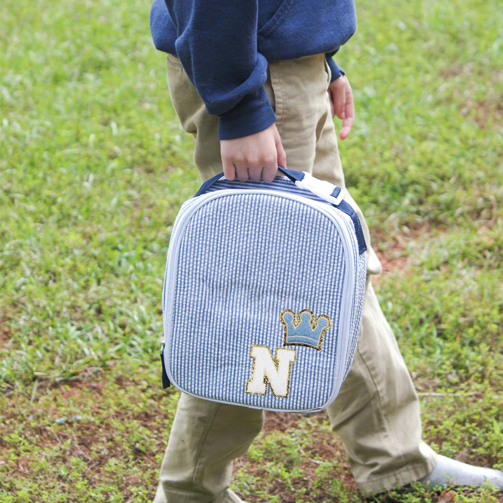 Personalized Kids Seersucker Backpack Insulation Lunch Box