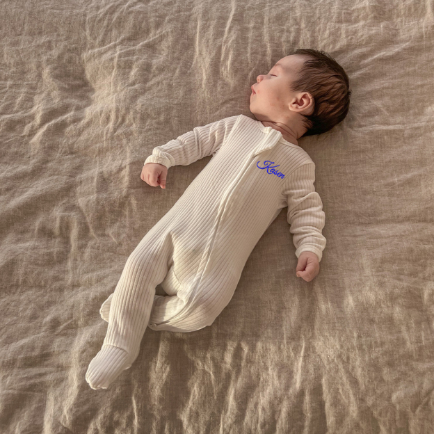 Personalized Embroidery Baby Organic Cotton Ribbed Outfit | CWBaby277
