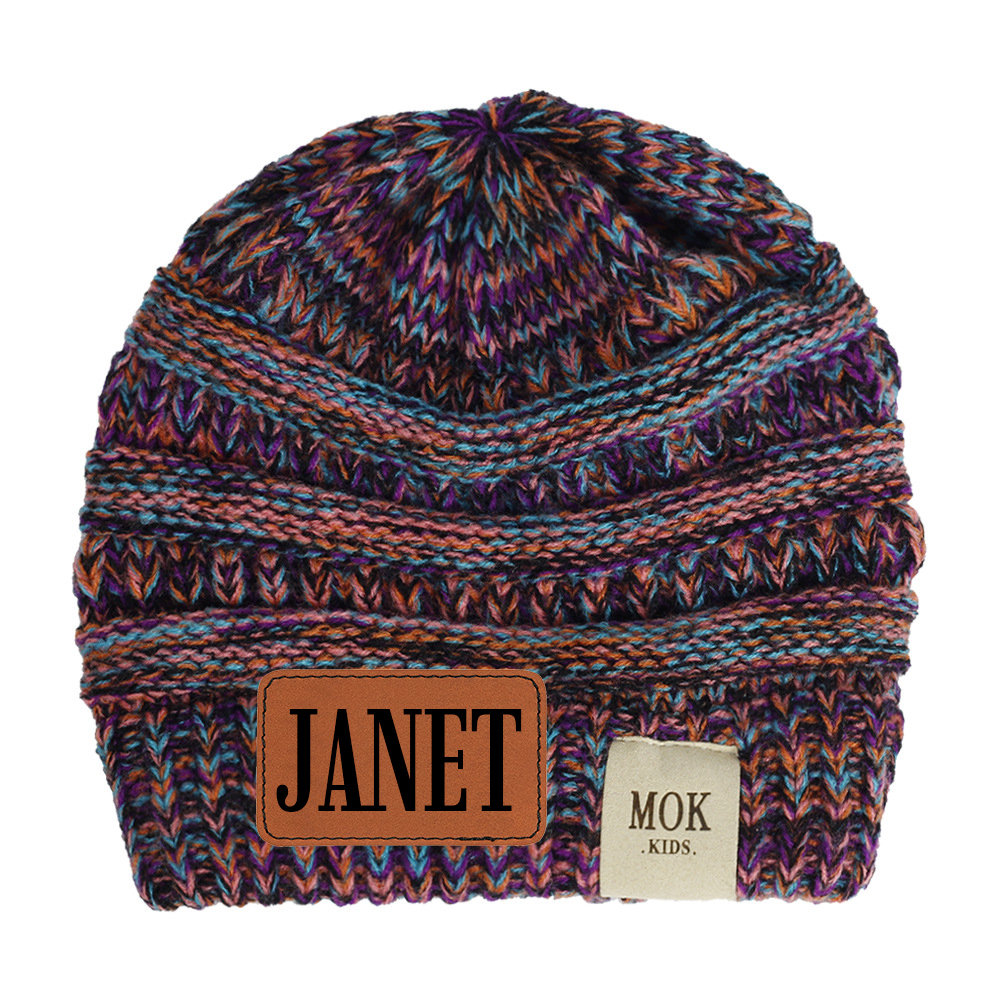 Personalized Leather Patch Kid Beanie for Comfort & Unique | HSKid29