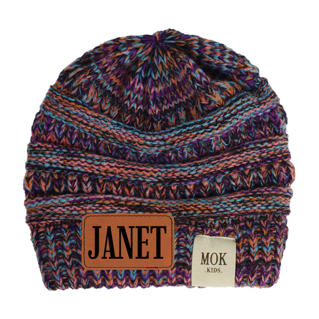 Personalized Leather Patch Kid Beanie for Comfort & Unique | HSKid29