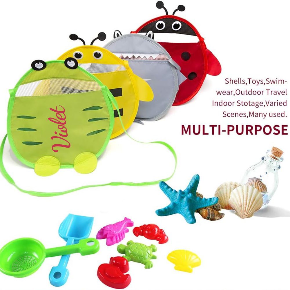 Personalized Ladybird Seashell Zipper Mesh Beach Bag | CWBeach98