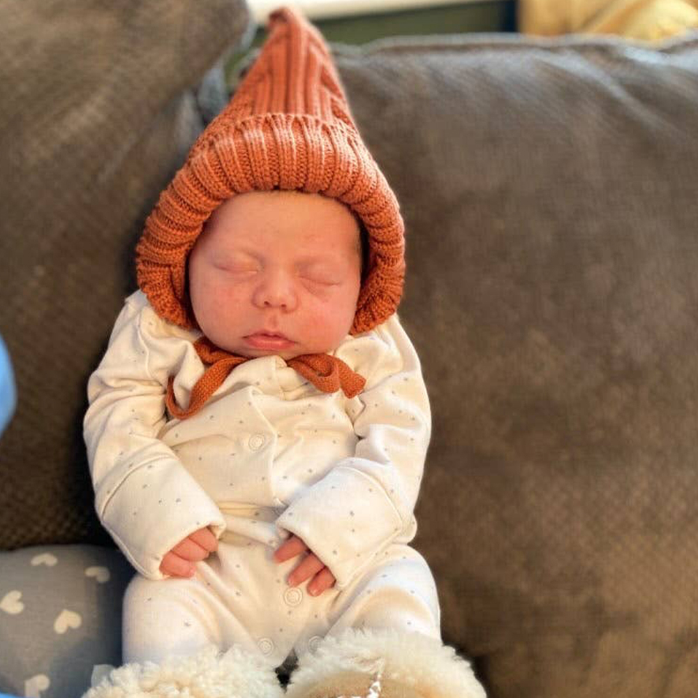 Personalized Leather Patch Knit Pixie Hats | HSKid58