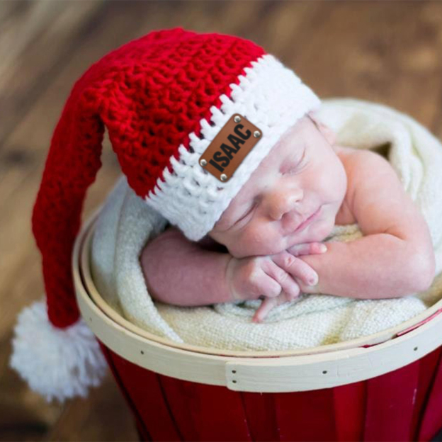 Personalized Leather Patch Christmas Santa Hat | MCGift116