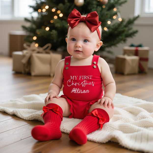 Personalized My First Christmas Baby Romper Set | MCGift137