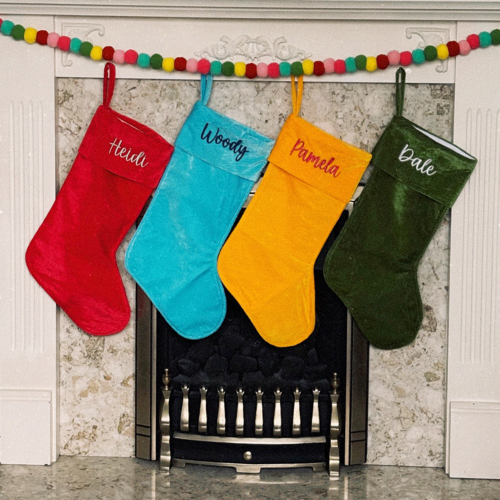 Personalized Velvet Christmas Stocking with Family Name | MCGift145