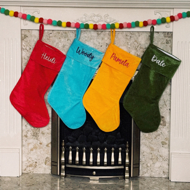 Personalized Velvet Christmas Stocking with Family Name | MCGift145
