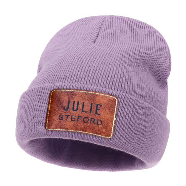 Personalized Classic Leather Patch Beanies For Kid & Adult | HSKid65