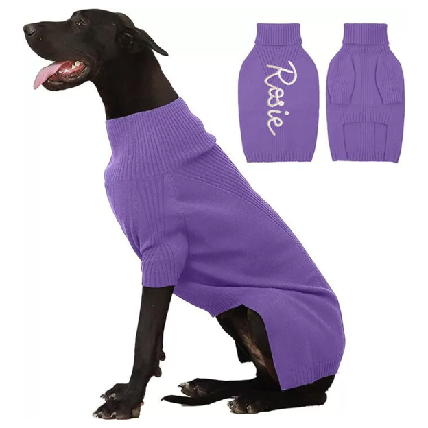 Personalized Hand Embroidery Pets Christmas Knit Sweater | BKPet235